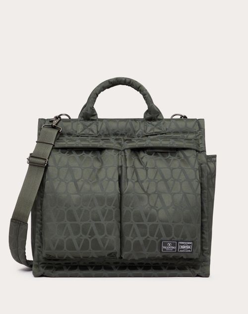 Valentino Garavani - Bolso De Hombro De Tejido Técnico Toile Iconographe De Valentino Garavani En Colaboración Con Porter - Khaki - Hombre - Bolsos