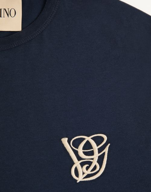 Valentino - Cotton T-shirt With Vg Patch - Navy - Man - T-shirts And Sweatshirts
