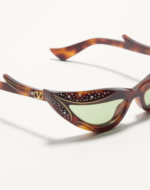 Valentino - Occhiale Cat-eye In Acetato - Havana/verde - Unisex - Occhiali