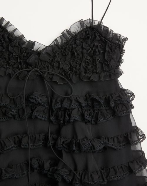 Valentino - シフォン ショートドレス - ブラック - ウィメンズ - ドレス