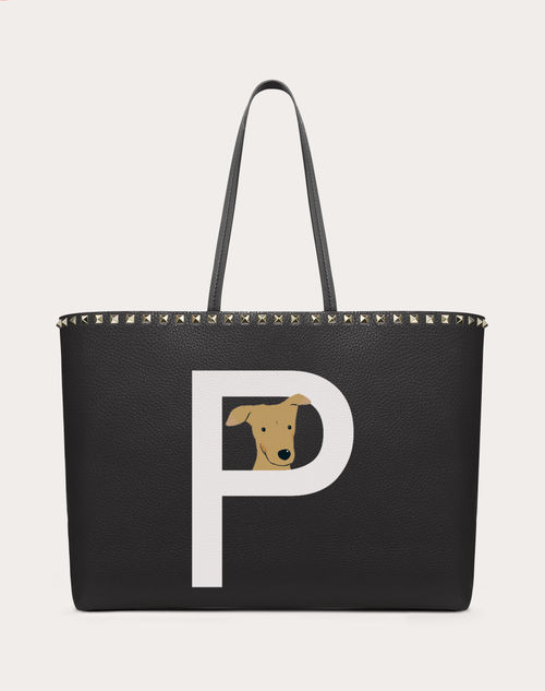 Valentino Garavani - Valentino Garavani Rockstud Pet Customizable Tote Bag - Black/white - Woman - Rockstud Pet - Bags