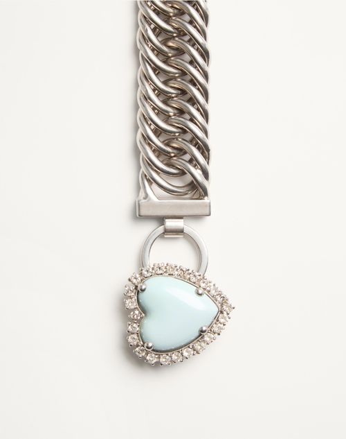 Valentino Garavani - Coeur Hyperbole Choker Necklace In Metal, Resin And Swarovski® Crystals - Palladium/azure - Woman - Jewelry