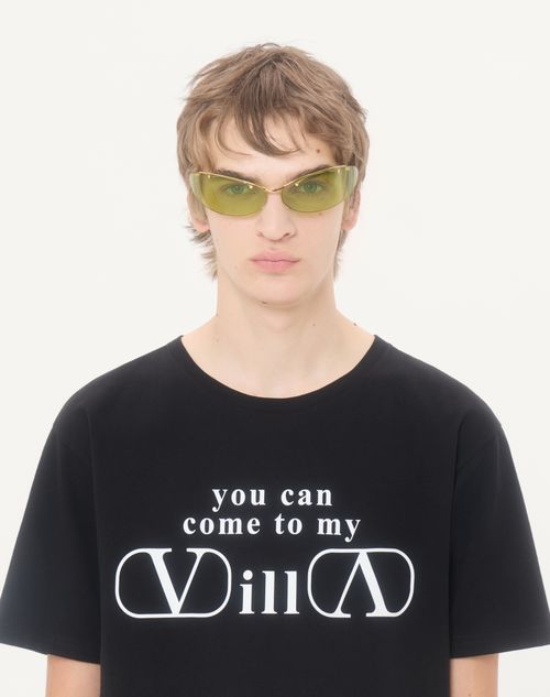 Valentino - Valentino Cotton Jersey T-shirt With You Can Come To My Villa Print - Black/white - Man - T-shirts And Sweatshirts