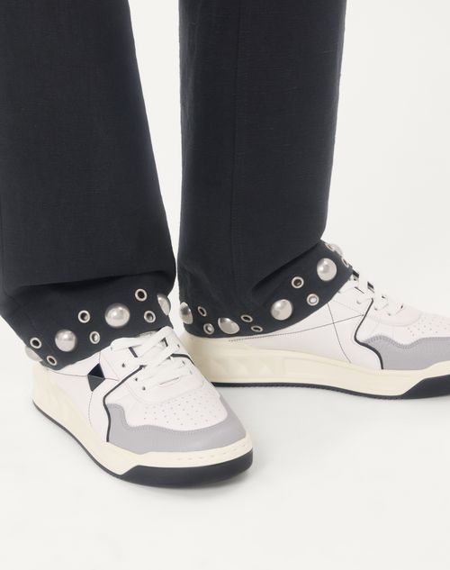 Valentino Garavani - One Stud Low-top Nappa Sneaker - White/ Black - Man - Sneakers