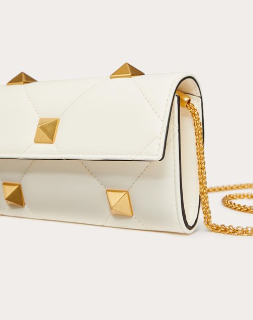 Valentino Garavani - Roman Stud Wallet In Nappa Leather With Chain - Ivory - Woman - Mini Bags