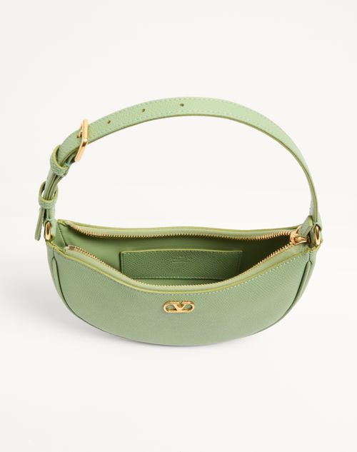 Valentino Garavani - Mini Borsa Hobo Vlogo Signature In Vitello Granato - Menta - Donna - Borse A Spalla
