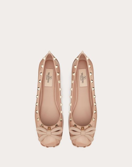 Rockstud Patent Leather Ballerina for Woman in Black | Valentino US