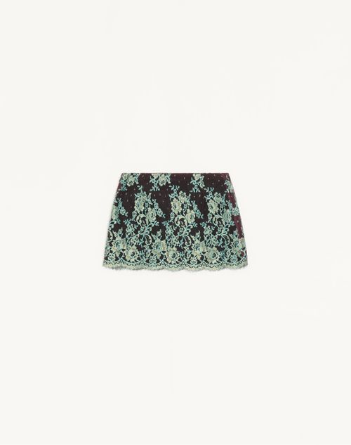 Valentino - Short Lace Skirt - Chocolate/turquoise - Woman - Skirts