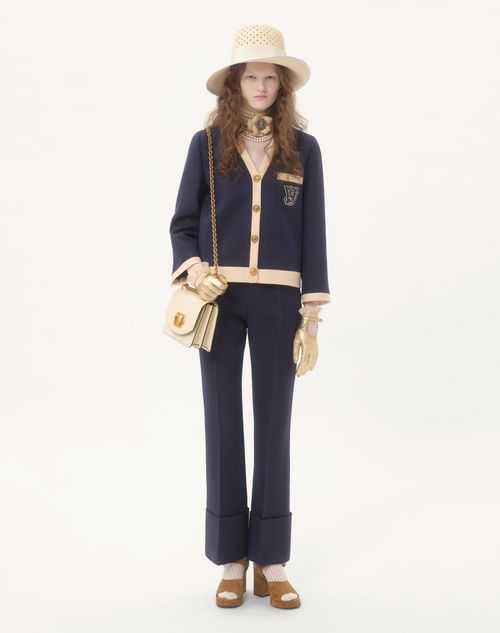 Valentino - Pantalón De Crepe Couture - Azul - Mujer - Pantalones Largos Y Cortos