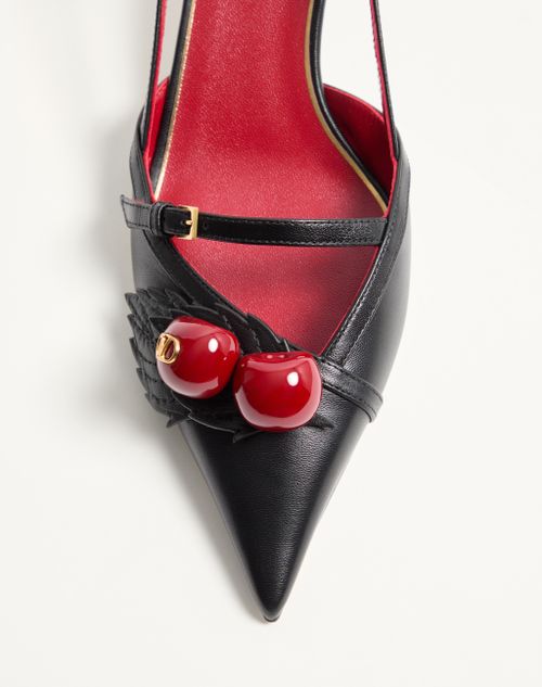 Valentino Garavani - Cherryfic Slingback Pumps In Kid 45mm - Black - Woman - Pumps And Slingbacks