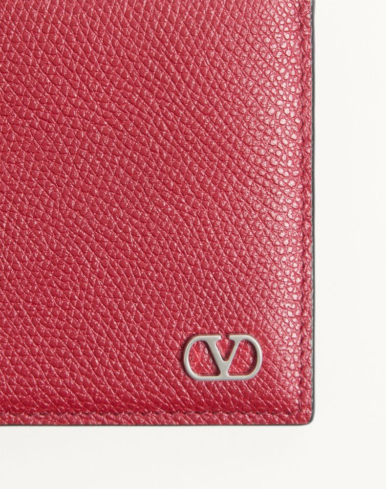 Valentino Garavani Vlogo Signature Grainy Calfskin Wallet Man Red Uni