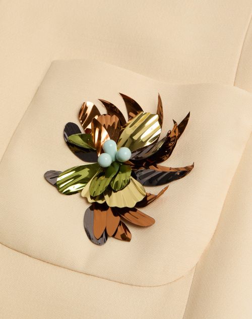 Valentino - Embroidered Crepe Couture Short Dress - Birch - Woman - Woman Ready To Wear Sale