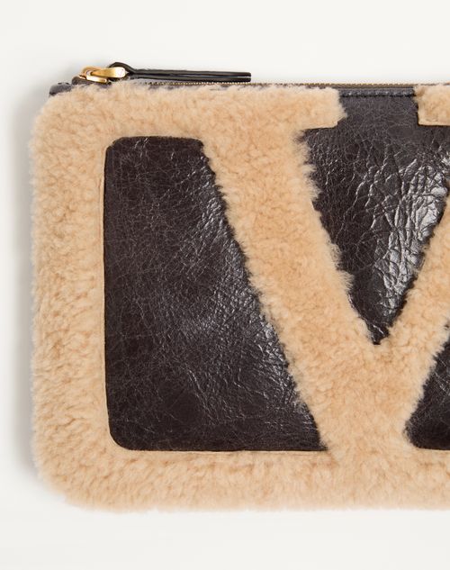Valentino Garavani - Valentino Garavani Viva Superstar Sheepskin Pouch - Brown/beige - Woman - Woman F&f Integration