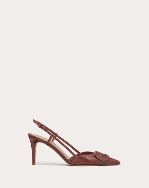 Valentino Garavani - Vlogo Signature Patent Leather Slingback Pump 80mm - Brown - Woman - Gifts For Her