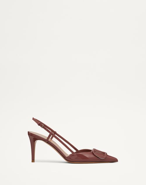 Valentino Garavani - Décolleté Slingback Vlogo Signature In Vernice 80mm - Marrone - Donna - Décolleté