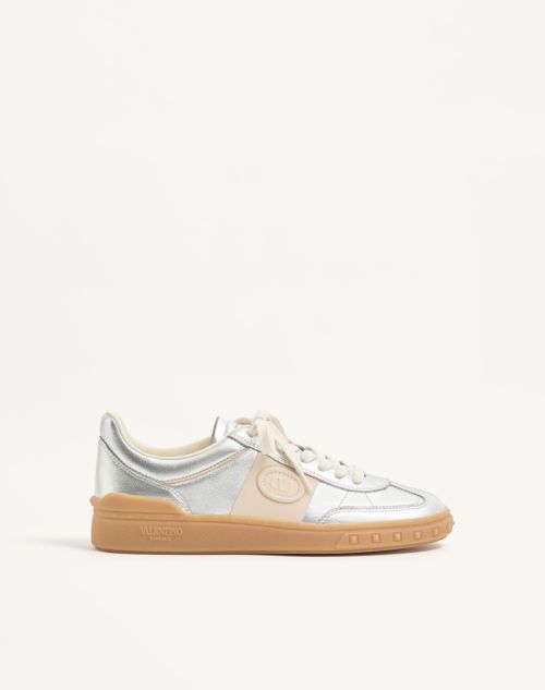 Valentino Garavani - Upvillage Trainer In Laminated Calfskin With Nappa Calfskin Leather Band - Silver/ivory - Woman - Woman