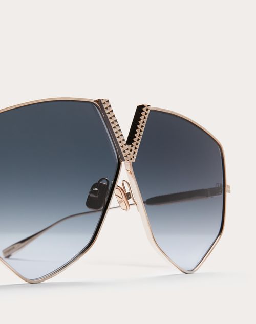V Hexagon Oversized Titanium Aviator Frame in Gradient Grey