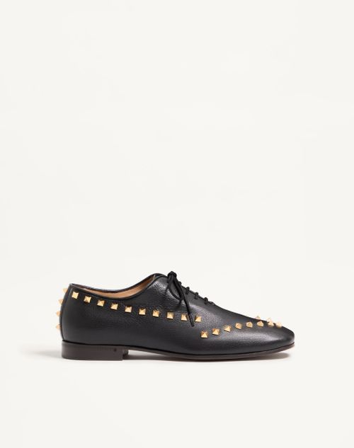 Valentino Garavani - Zapato Derby Rockstud De Cabritilla - Negro - Hombre - Zapatos De Cordones