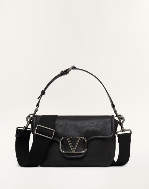 Valentino Garavani - Valentino Garavani Alltime Grainy Calfskin Shoulder Bag - Black - Man - New Arrivals