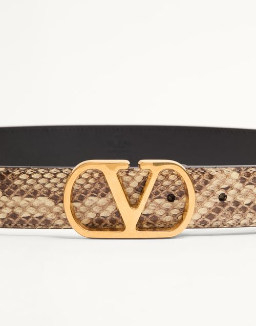 Valentino Garavani - Vlogo Signature Python Belt 30 Mm - Cream - Woman - Belts