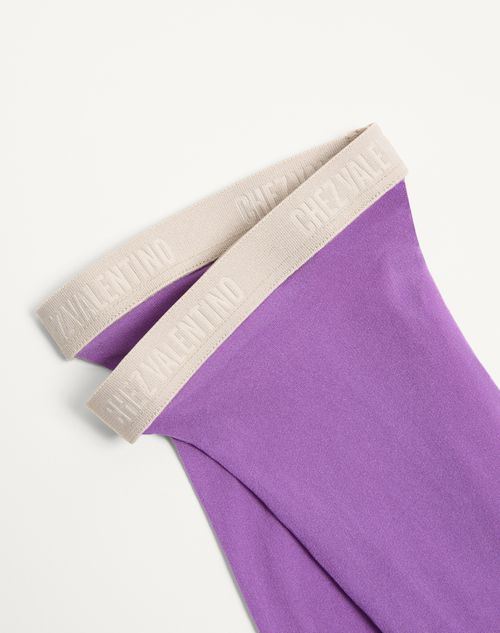 Valentino - Lycra Lace Tights - Purple Orchid - Woman - Woman Ready To Wear Sale