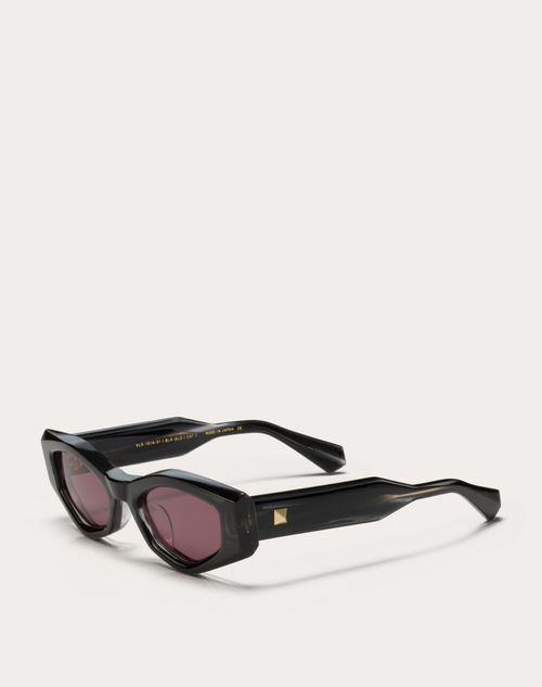 Valentino - Iii - Occhiale Da Sole Asimmetrico In Acetato - Nero/bordeaux - Donna - Occhiali Da Sole