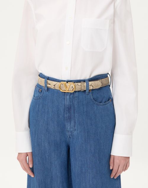 Valentino Garavani - Vlogo Signature Python Belt 30 Mm - Cream - Woman - Belts