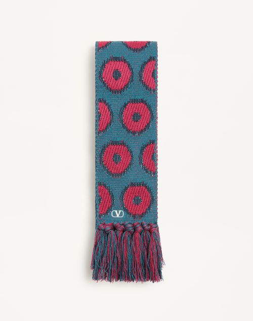 Antibes Cotton Scarf With Fringe for Man in Red/blue