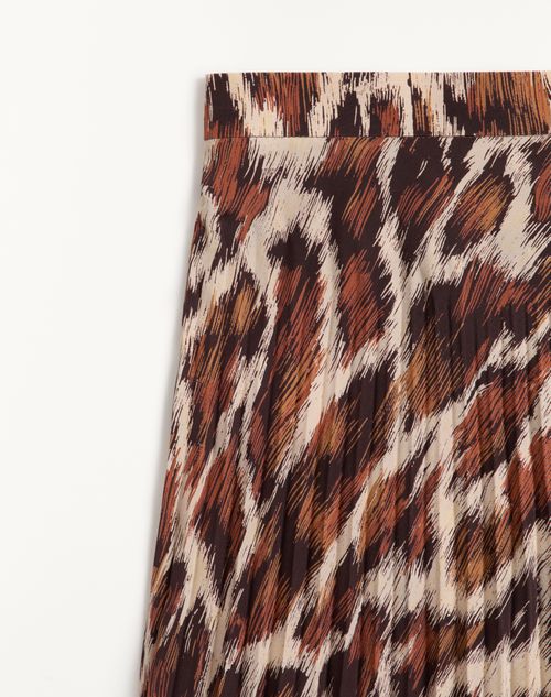 Valentino - Valentino Crepe De Chine Midi Skirt With Animalier Print - Animal Print - Woman - Skirts