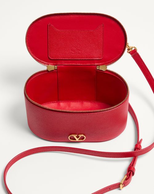 Valentino Garavani - Vlogo Signature Mini Vanity Bag In Grainy Calfskin - Rouge Pur - Woman - Wallets And Small Leather Goods