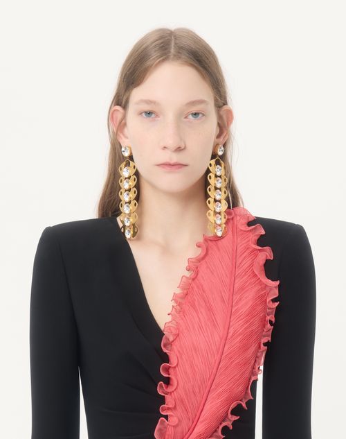 Valentino - Cady Couture Kleid Mit Stickerei - Schwarz/fuchsie - Frau - Abendkleider