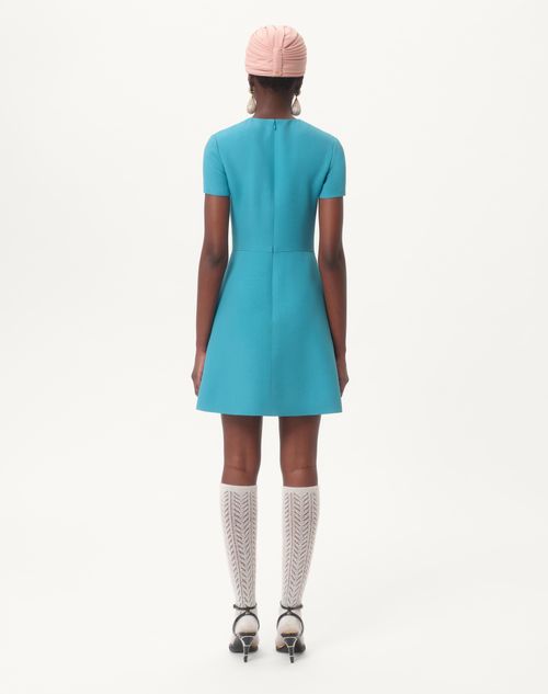 Embroidered Crepe Couture Short Dress for Woman in Celestial