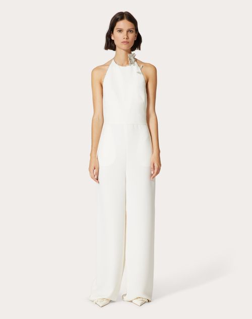 Embroidered Cady Couture Jumpsuit for Woman in Ivory/silver | Valentino GB