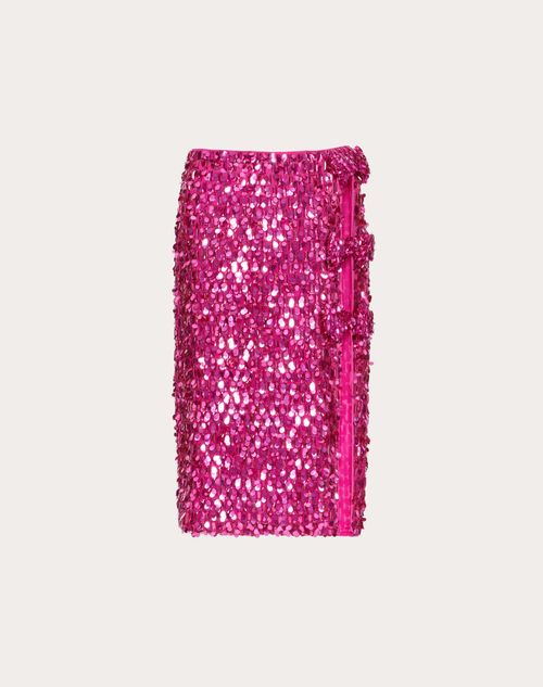 Valentino - Rock Aus Embroidered Organza - Pink Pp - Frau - Röcke