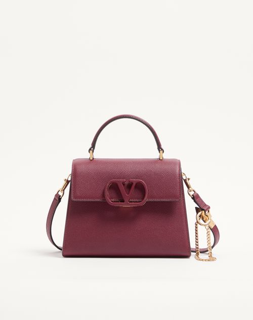 Valentino Garavani - Valentino Garavani Vsling Small Handbag In Grainy Calfskin - Cherry - Woman - Top Handle Bags