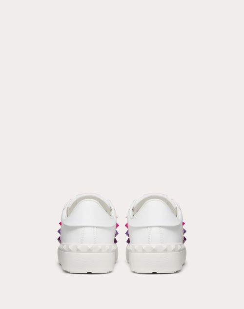 Rockstud Untitled Calfskin Sneaker for Woman in White/rose Quartz ...