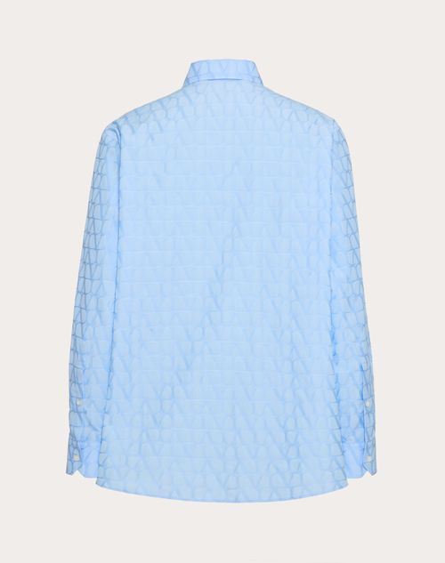 Valentino - Cotton Poplin Shirt With Toile Iconographe Pattern - Sky Blue - Man - Shirts