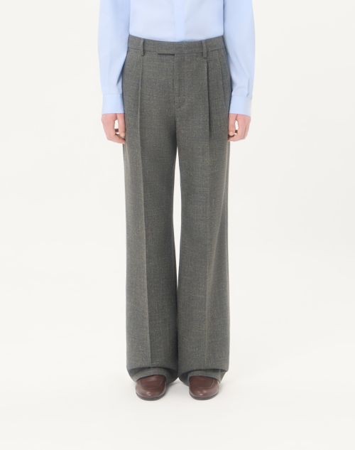 Valentino - Valentino Mouliné Wool Trousers - Dark Green - Man - Pants And Shorts