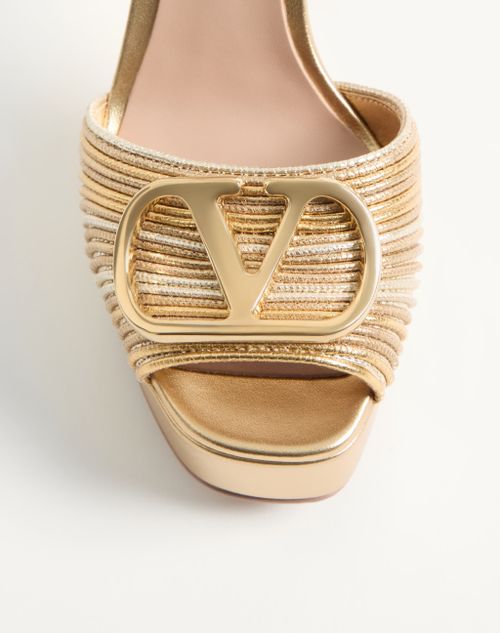 Valentino Garavani - Vlogo Signature Metallic Platform Sandal With Cornely Embroidery 115mm - Gold - Woman - Sandals
