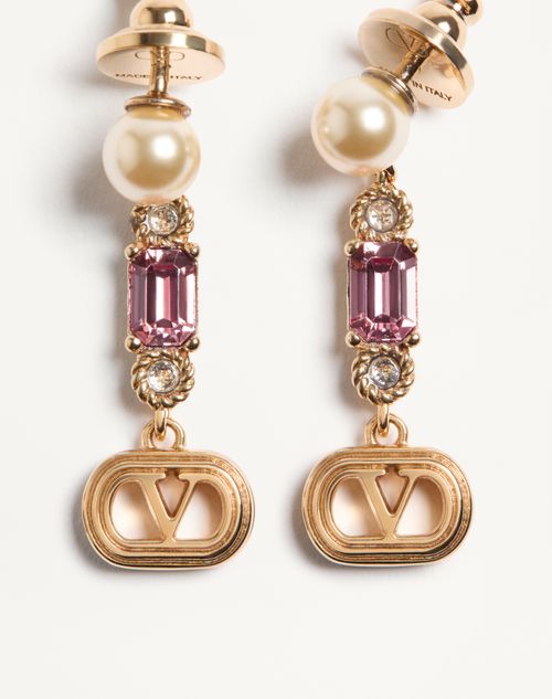 Valentino Garavani - Ovalette Earrings In Metal, Pearl And Swarovski® Crystals - Gold - Woman - Jewellery