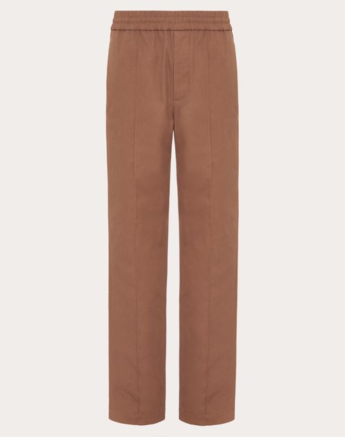 Valentino - Pantalon En Toile De Coton Stretch Avec Élément v Caoutchouté - Clay - Homme - Shorts Et Pantalons