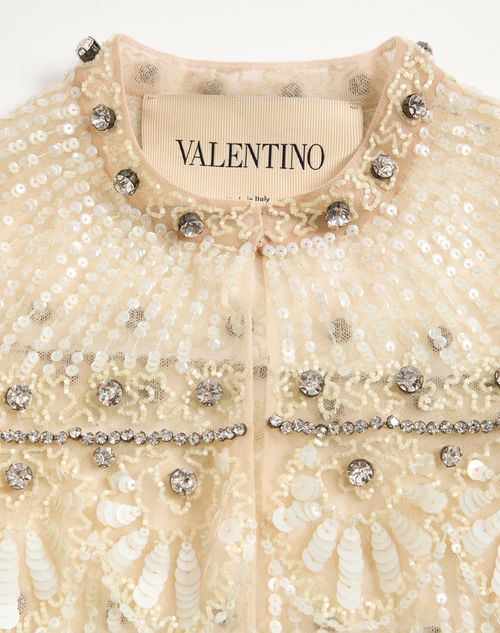 Valentino - Embroidered Tulle Illusion Cape - Multicolour - Woman - Shelf - Wrtw Holday Ss26