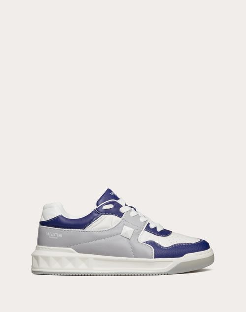 Valentino Garavani - One Stud Nappa Leather Low-top Sneaker - White/pastel Gray/blue - Man - Shoes