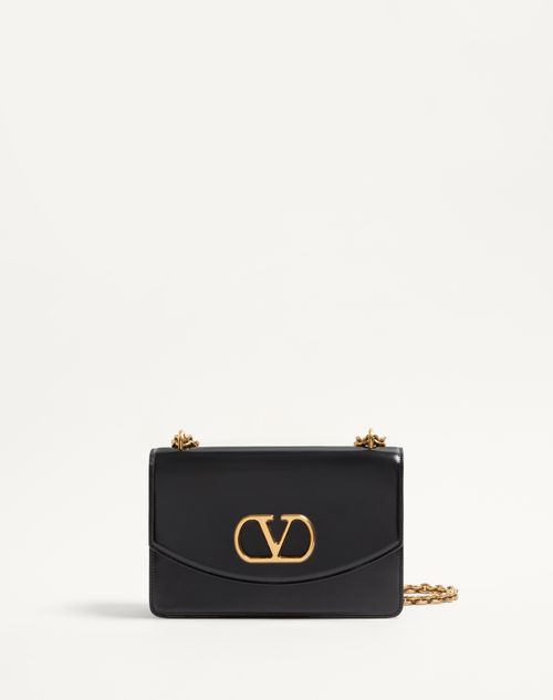 Valentino Garavani - Valentino Garavani Vain Shoulder Bag In Shiny Calfskin - Black - Woman - Bags