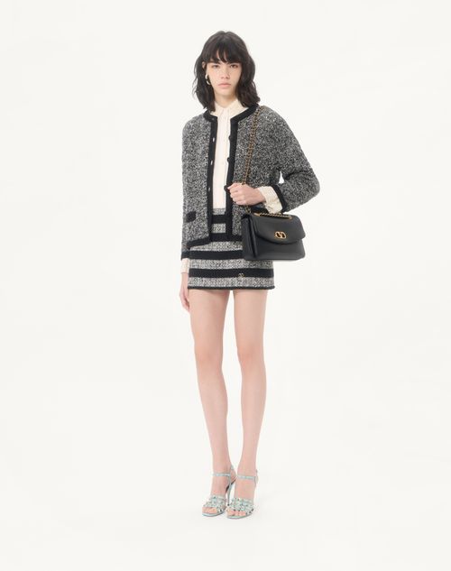 Valentino - Linen And Lurex Knitted Jacket - Black/ivory - Woman - Jackets And Blazers