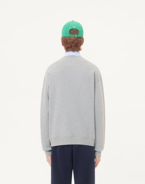 Valentino - Valentino Cotton Jersey Sweatshirt With You Can Come To My Villa Print - Grey/red - Man - T-shirts And Sweatshirts