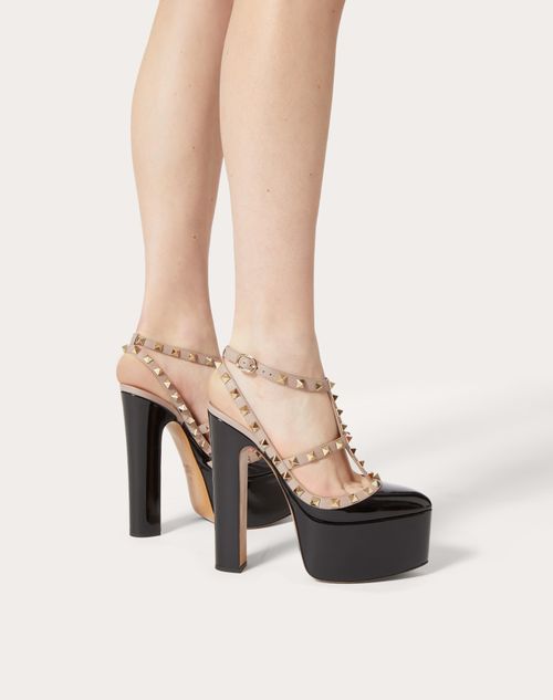 Stolpe Udgravning Absolut Rockstud Platform Pump In Patent Leather 155 Mm for Woman in Poudre |  Valentino US