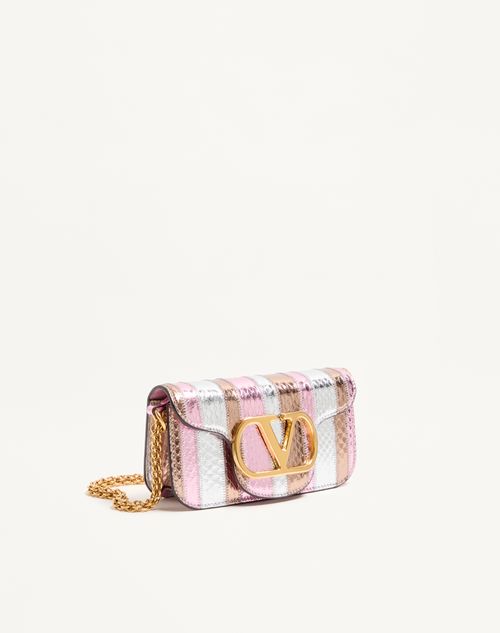 Valentino Garavani - Valentino Garavani Locò Small Shoulder Bag In Laminated Elaphe - Multicolour - Woman - Shoulder Bags