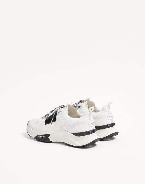 Valentino Garavani - True Act Low Top Sneaker In Mesh And Rubberized Fabric - White/ Black - Man - Sneakers