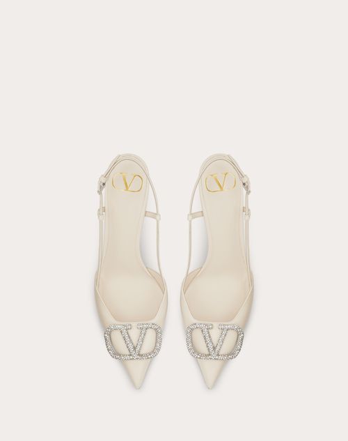 vlogo signature beige calfskin slingback platform pump 120mm